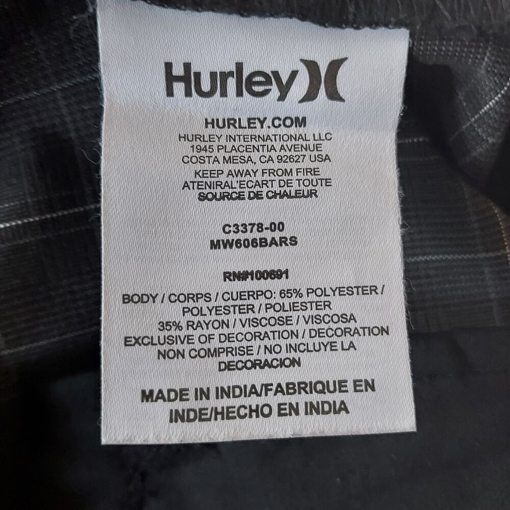 Hurley Black w/White Plaid Casual Shorts Size 38 - Picture 10 of 10